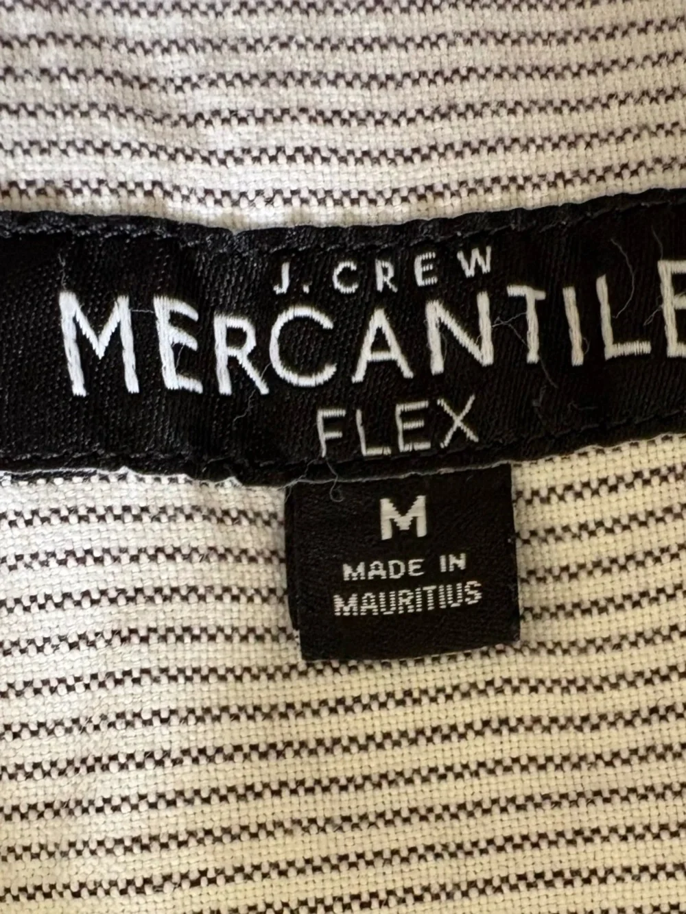 JCrew Mercantile Mens M Stripe Flex Cotton Button Down Shirt Short Sleeve Navy